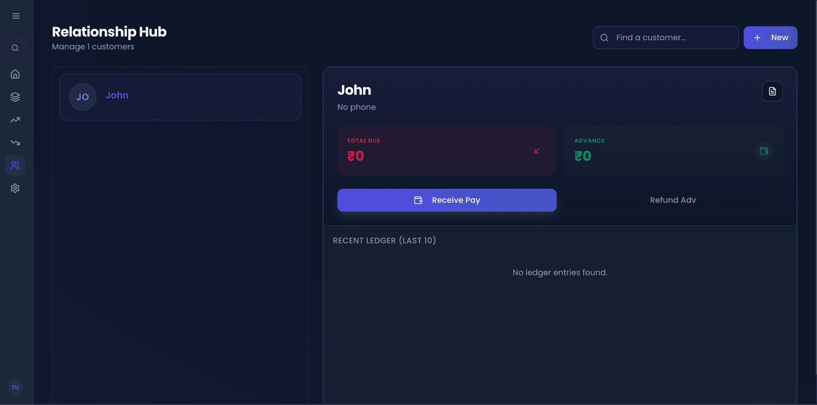 HisabLekha customer list desktop